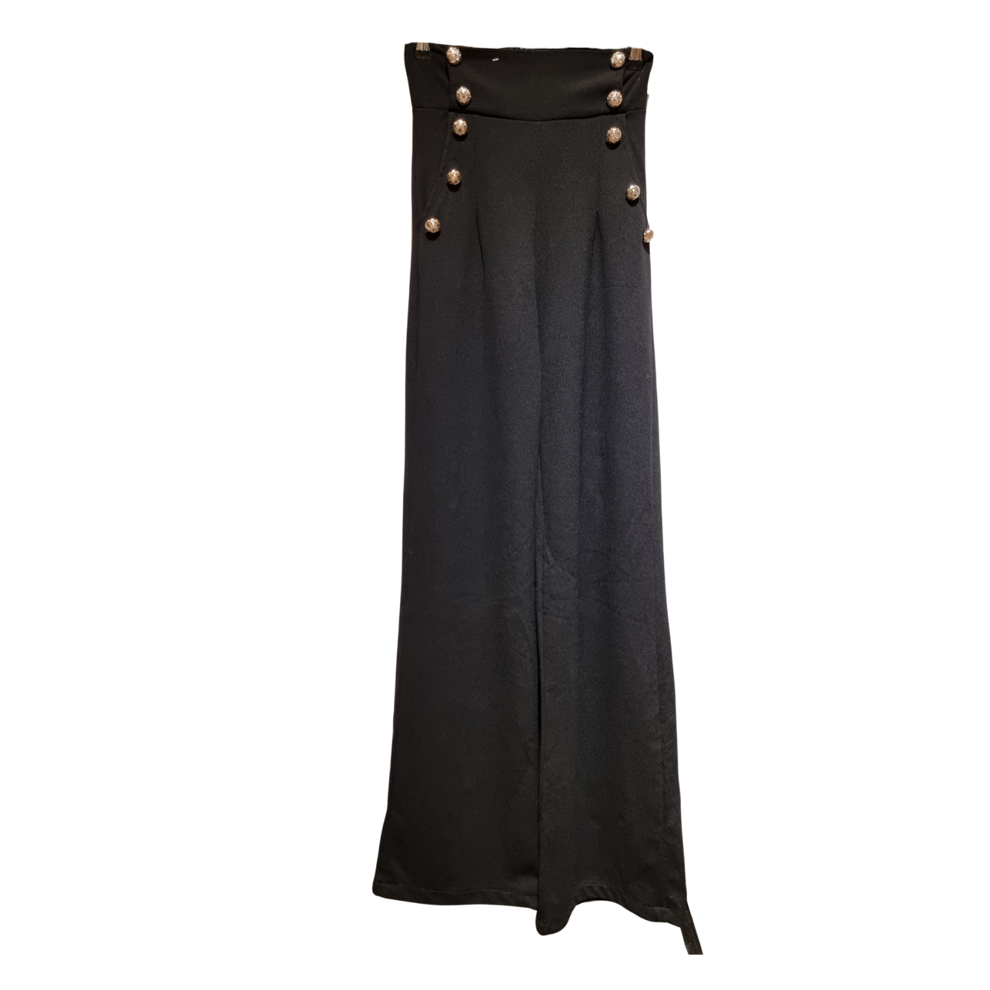 High-Waisted Sailor Trousers – Midnight Black