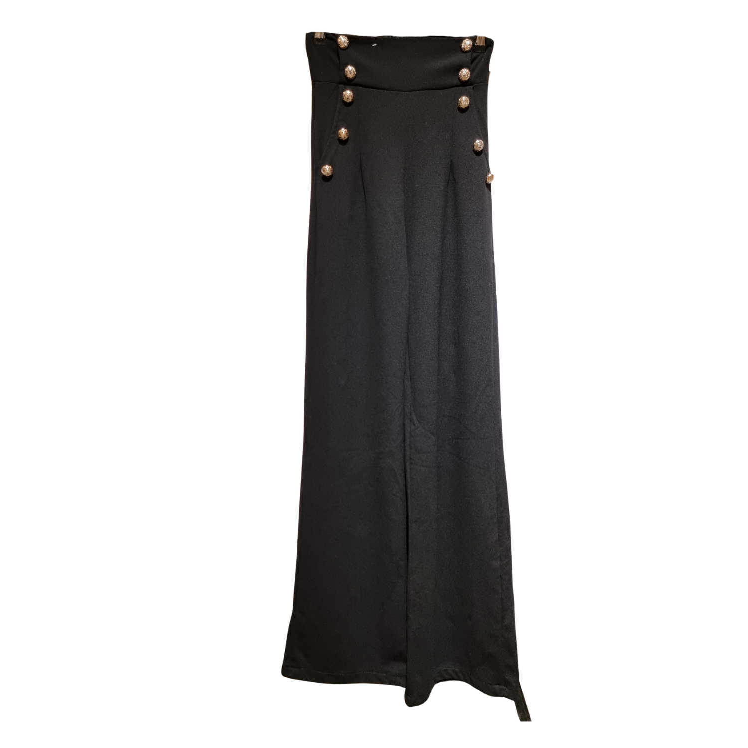 High-Waisted Sailor Trousers – Midnight Black