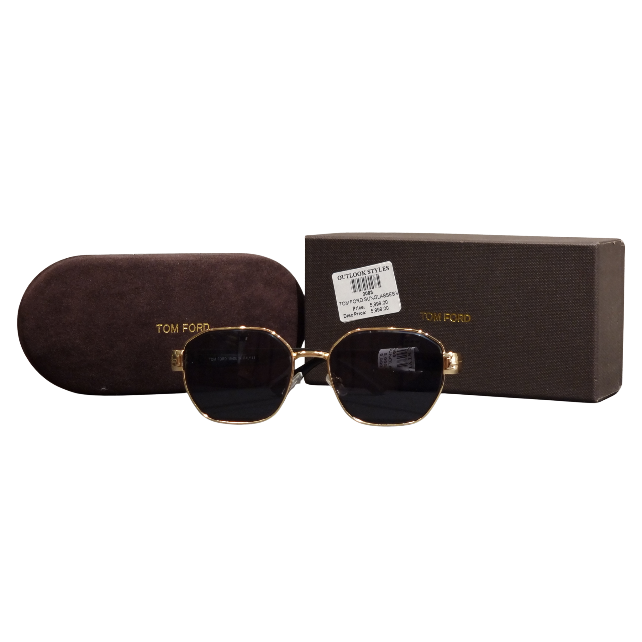 Tom Ford Heirloom Gold Geometric Hex-Frame Sunglasses