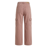 Women's Dusty Pink High-Waist Cargo Wide Leg Jeans – Casual Street Style Denim Pants U(0306)