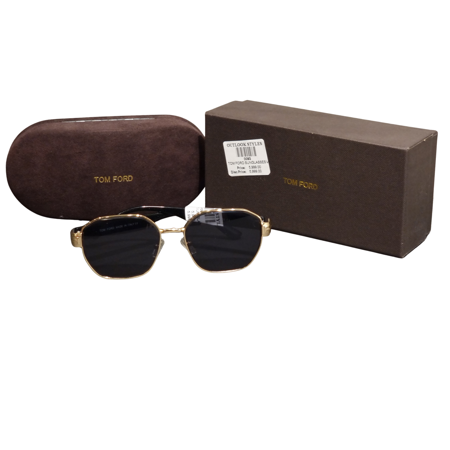 Tom Ford Heirloom Gold Geometric Hex-Frame Sunglasses