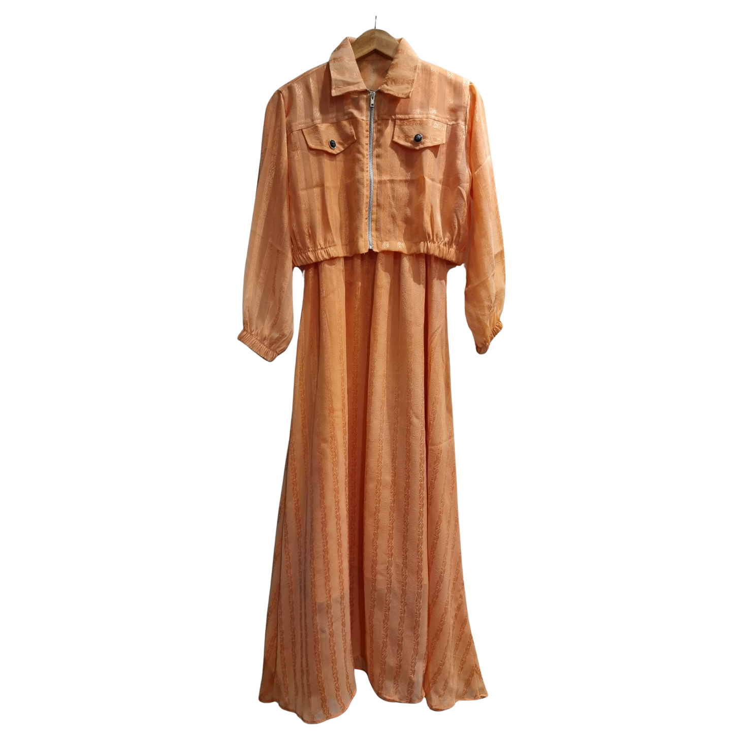 Blush Grace Zip-Front Maxi Dress (U0252)