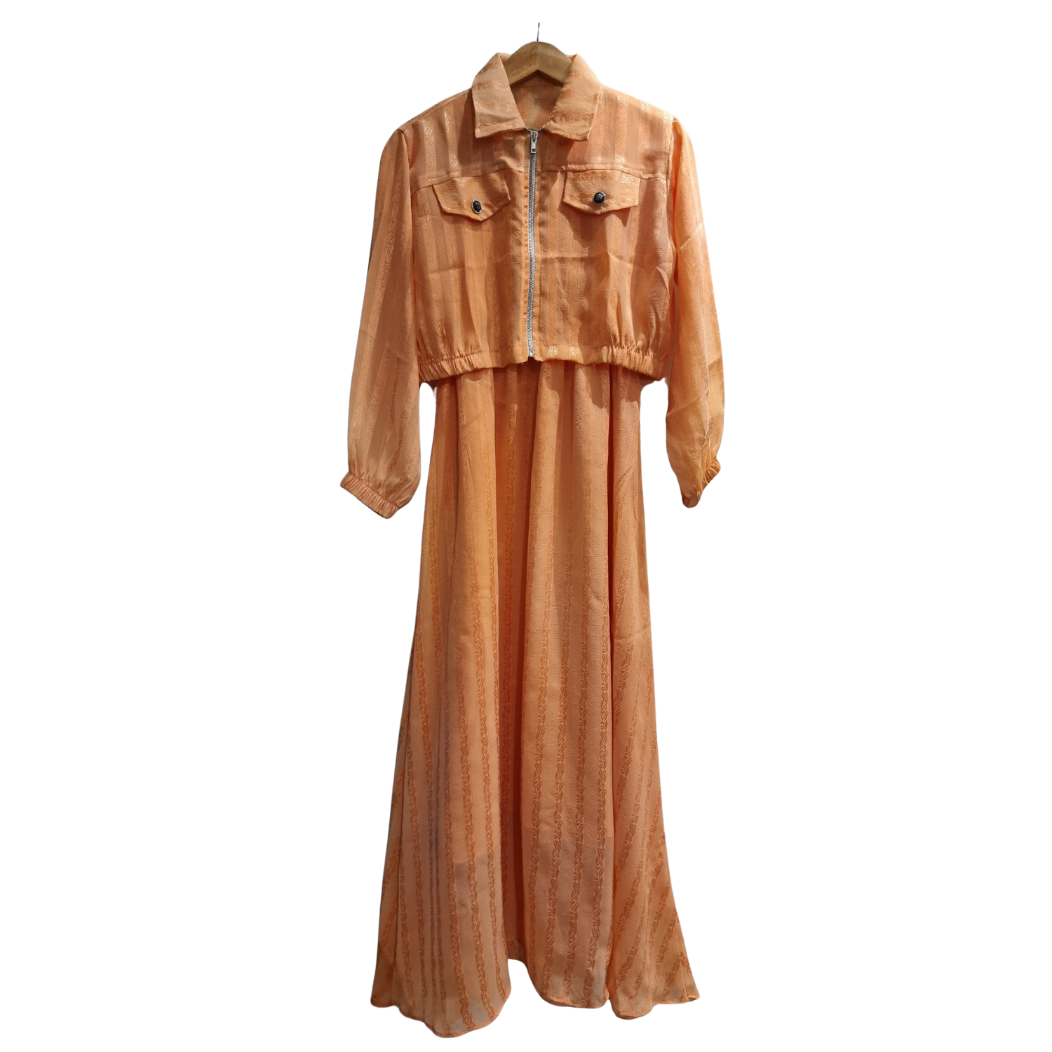 Blush Grace Zip-Front Maxi Dress (U0252)