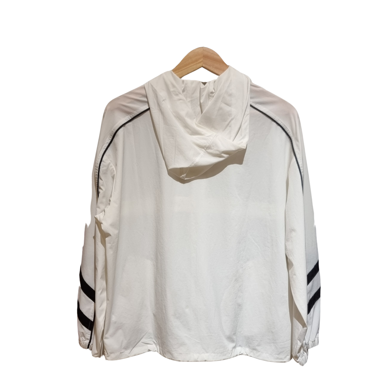 Striped Trim Hooded Windbreaker