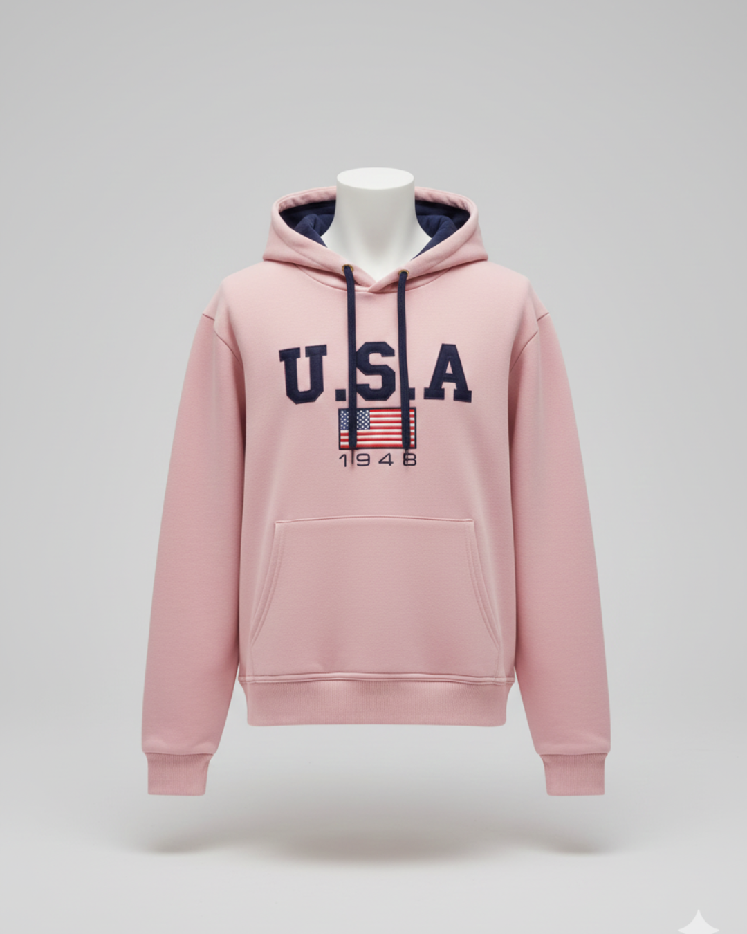 Pink Printed Pullover Hoodie