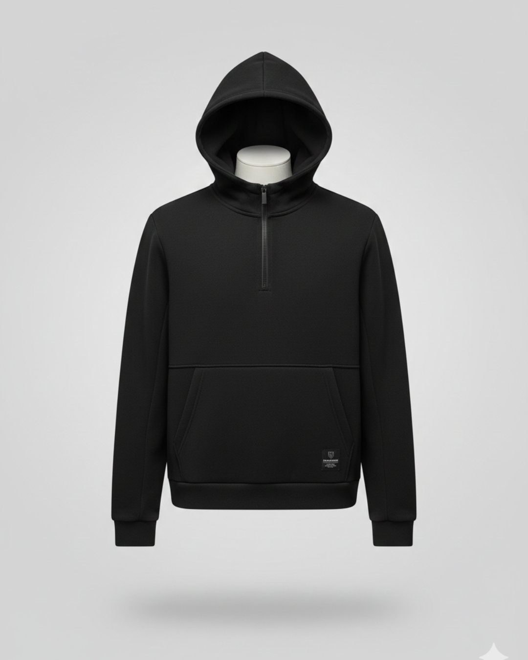Black Solid Pullover Hoodie