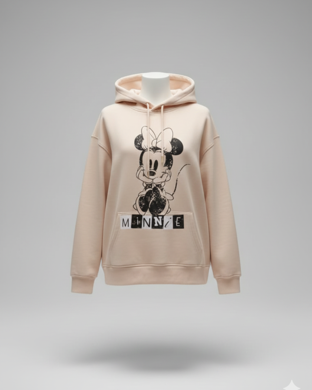 Light Pink Printed Pullover Hoodie