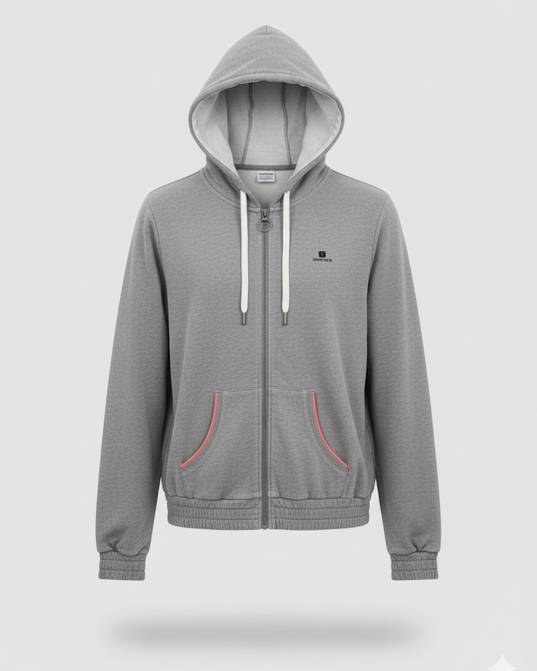 Grey Pullover Hoodie With Details