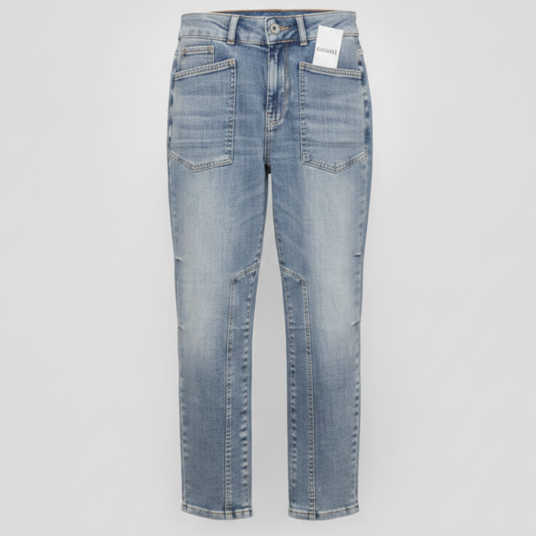 Panel Detail Utility Jeans – Light Stone Wash