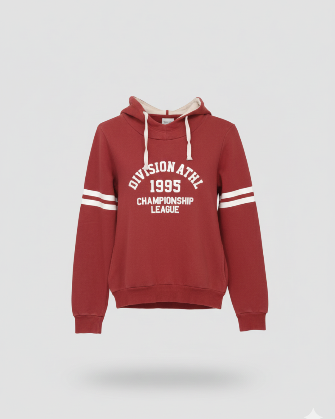 Red Printed Pullover Hoodie With White Details