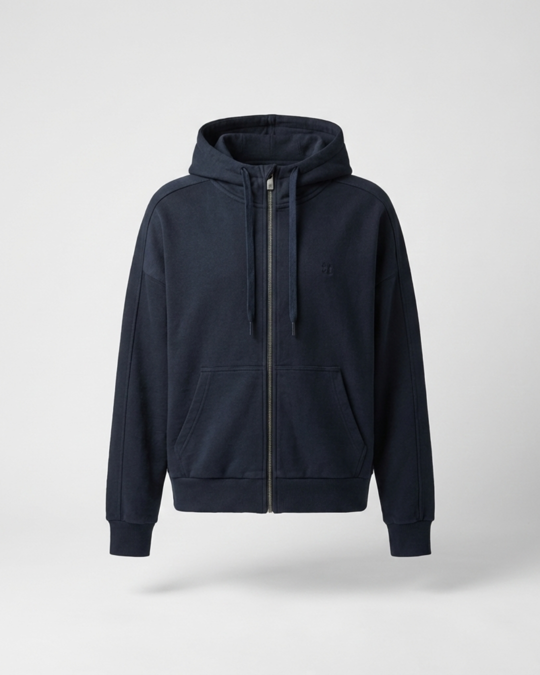 Black Solid Zip-Up Hoodie