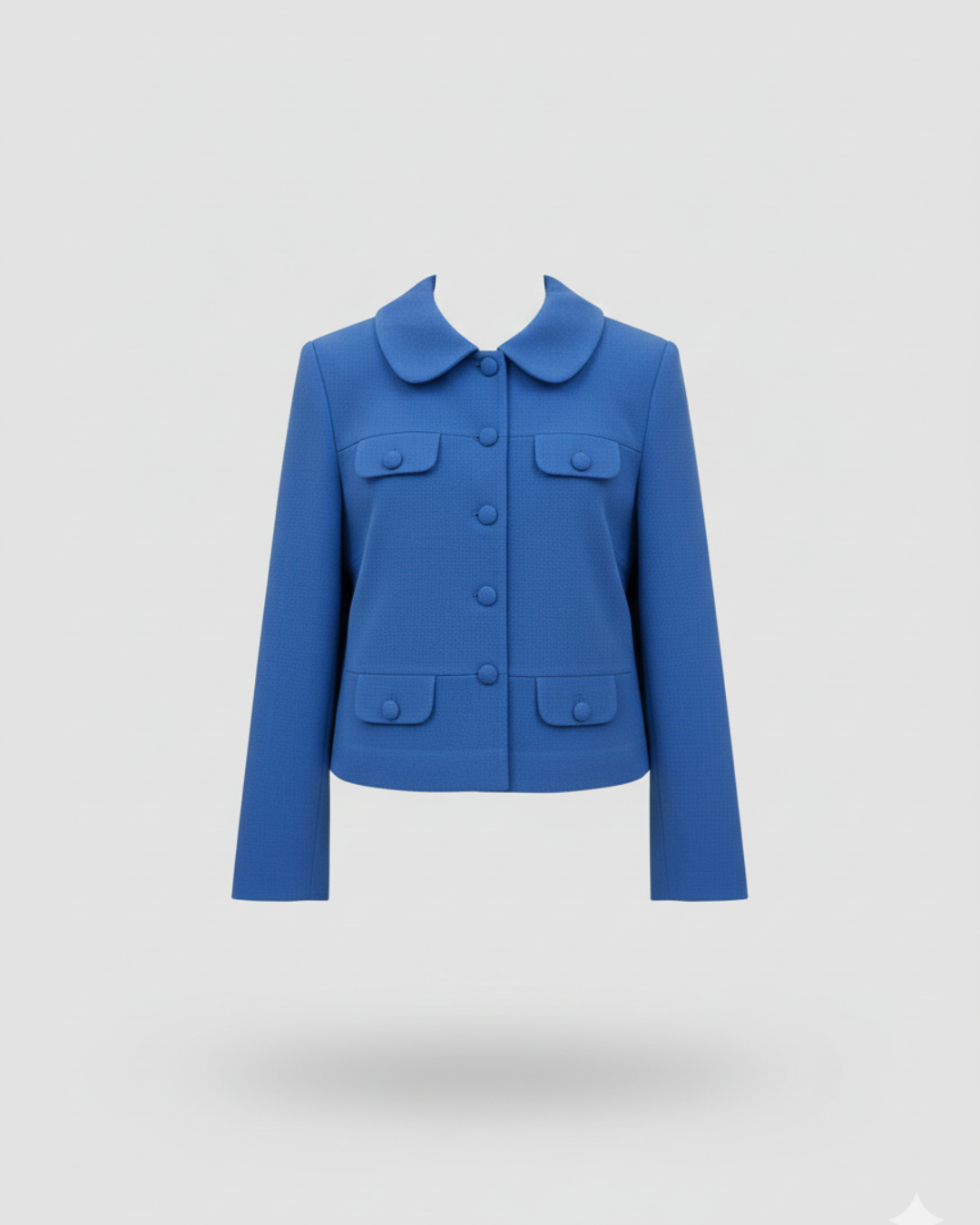 Blue Solid Cropped Button-Up Shirt