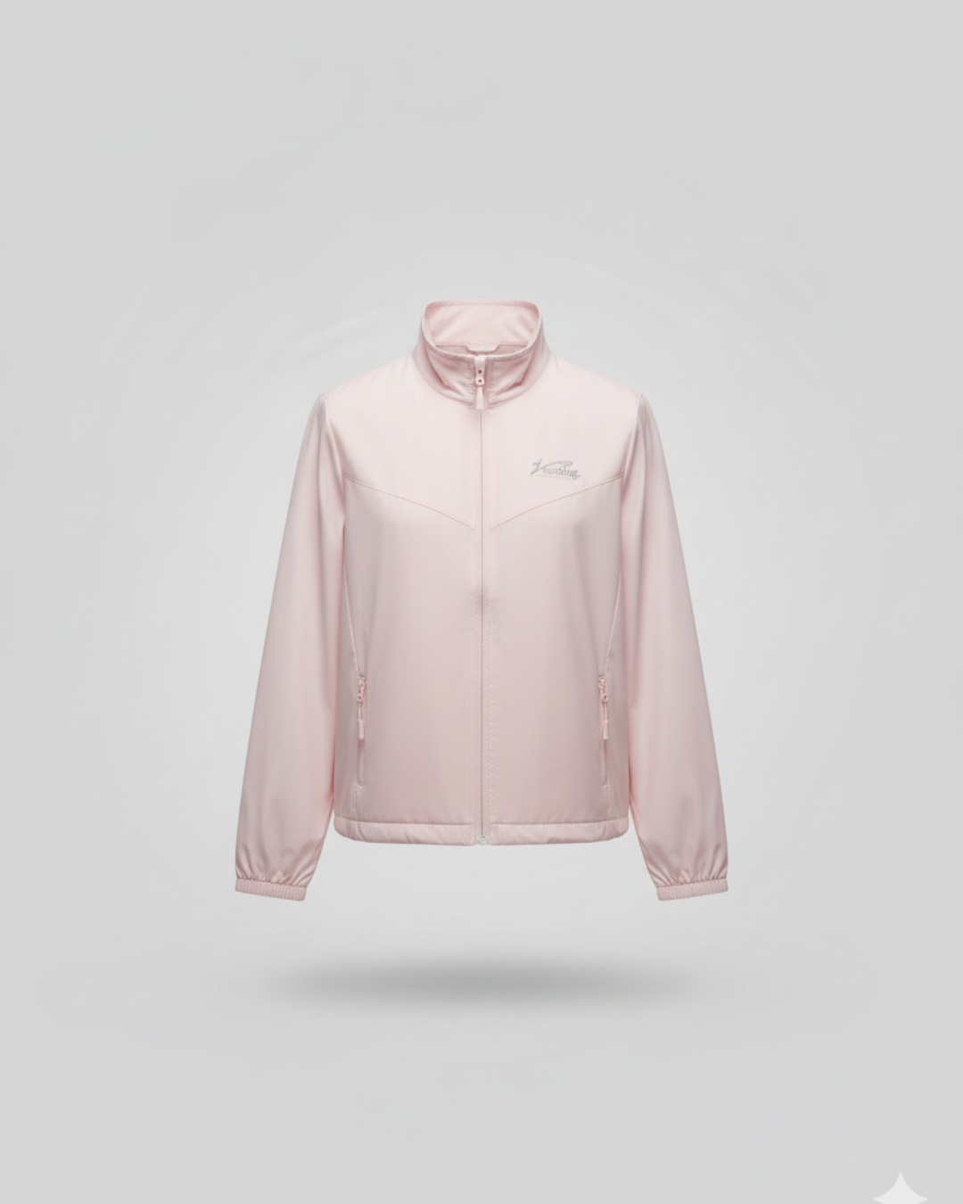 Light Pink Zip-Up High-Neck Jacket