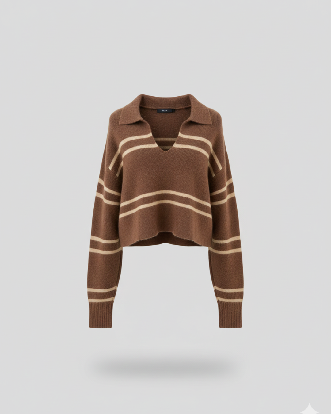Brown Striped Cropped Sweater