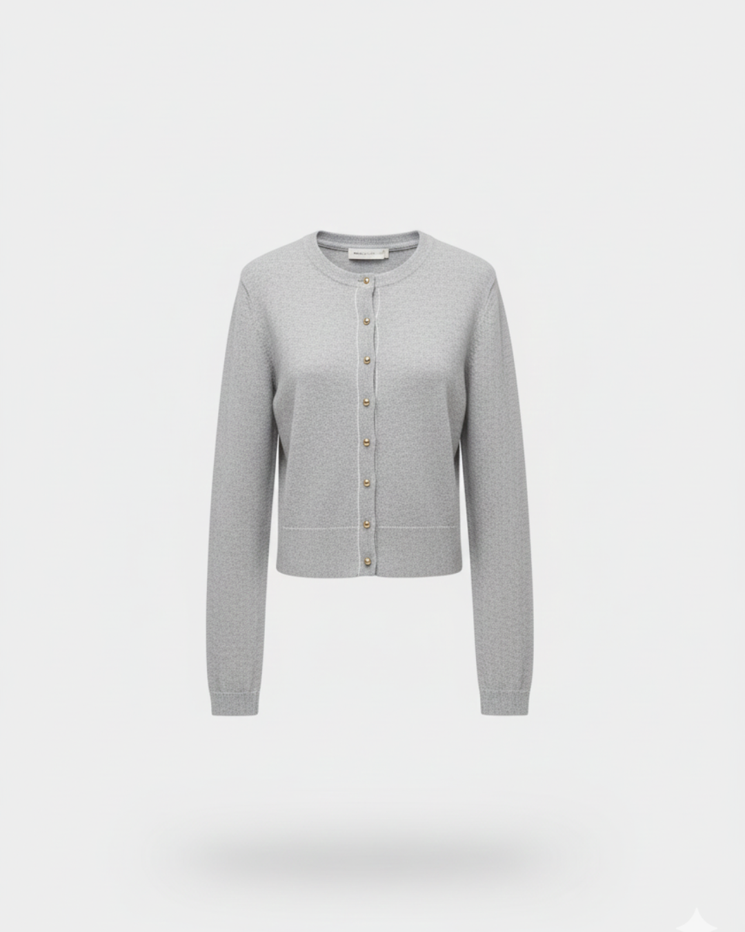 Grey Cropped Button-Up Sweater