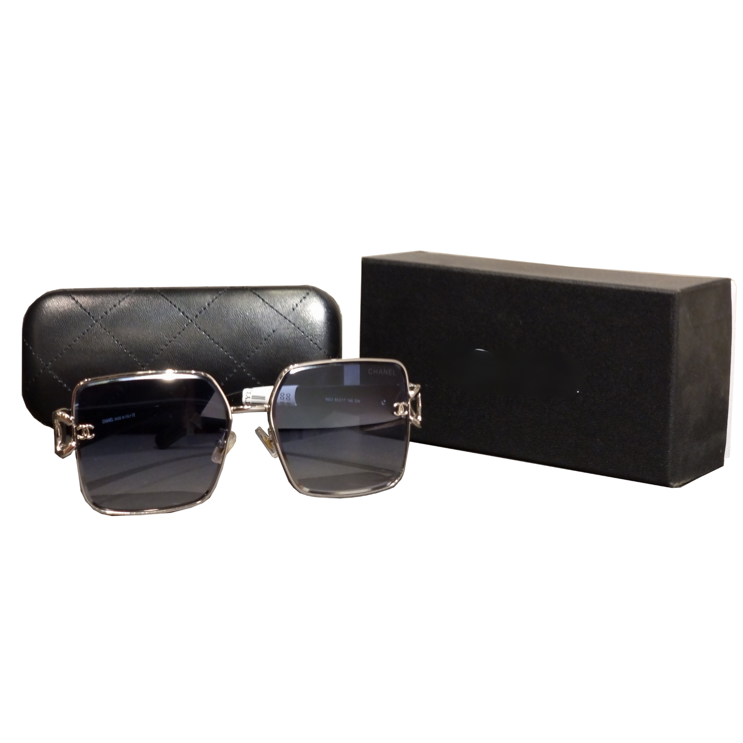 Chanel Polished Silver Square Frame Sunglasses