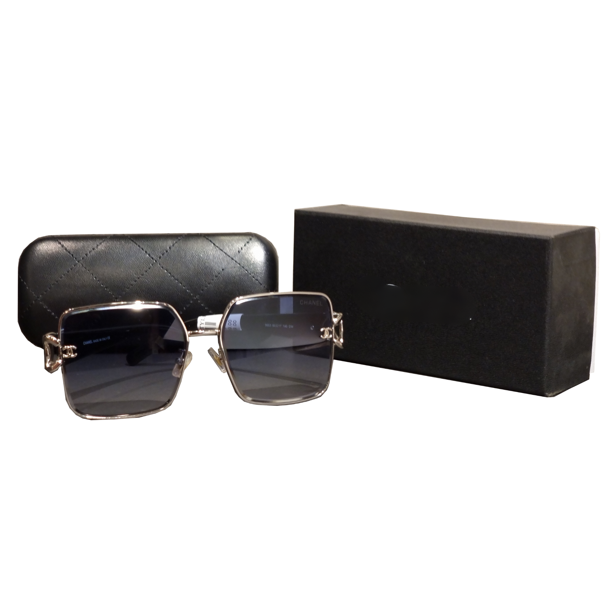 Chanel Polished Silver Square Frame Sunglasses