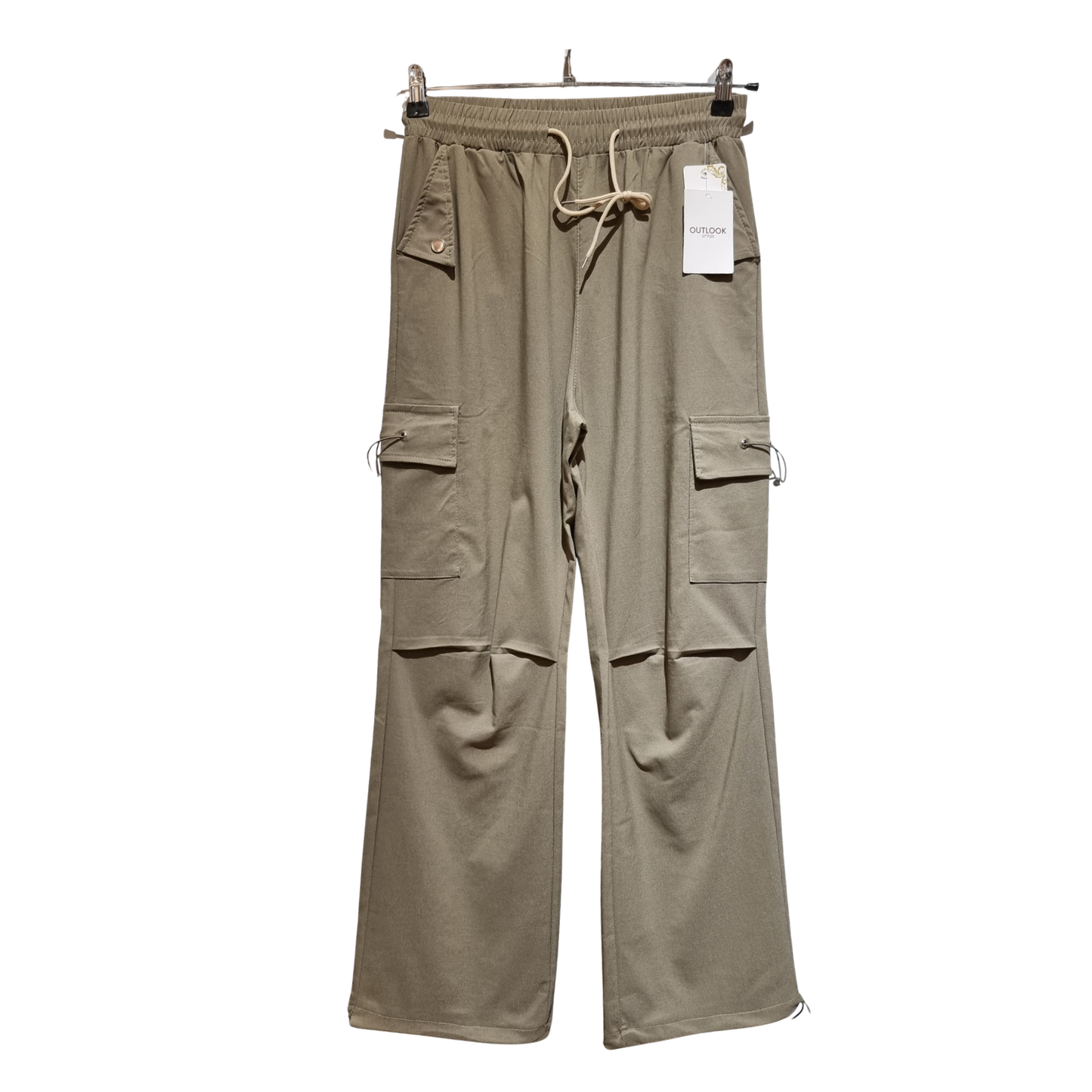 Women's Premium Black Cargo Wide Leg Pants – High Waist Casual Streetwear Trousers with Utility Pockets U(0257)