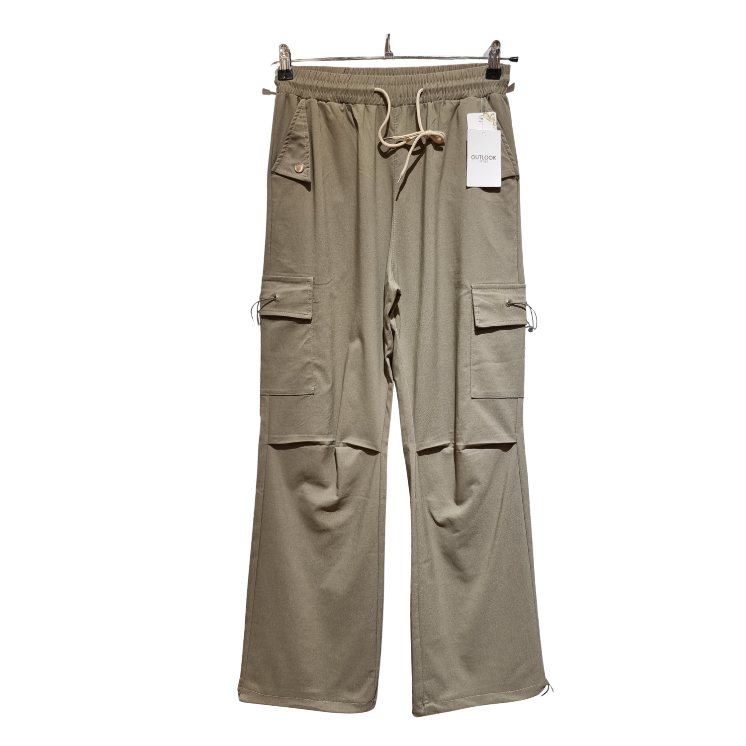 Women's Premium Black Cargo Wide Leg Pants – High Waist Casual Streetwear Trousers with Utility Pockets U(0257)