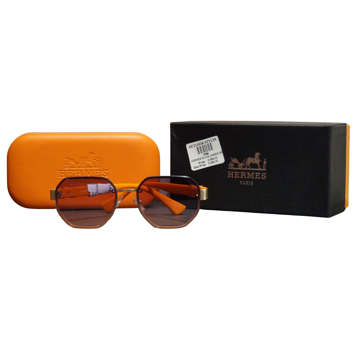 Hermes Mandarina Geometric Frameless Sunglasses