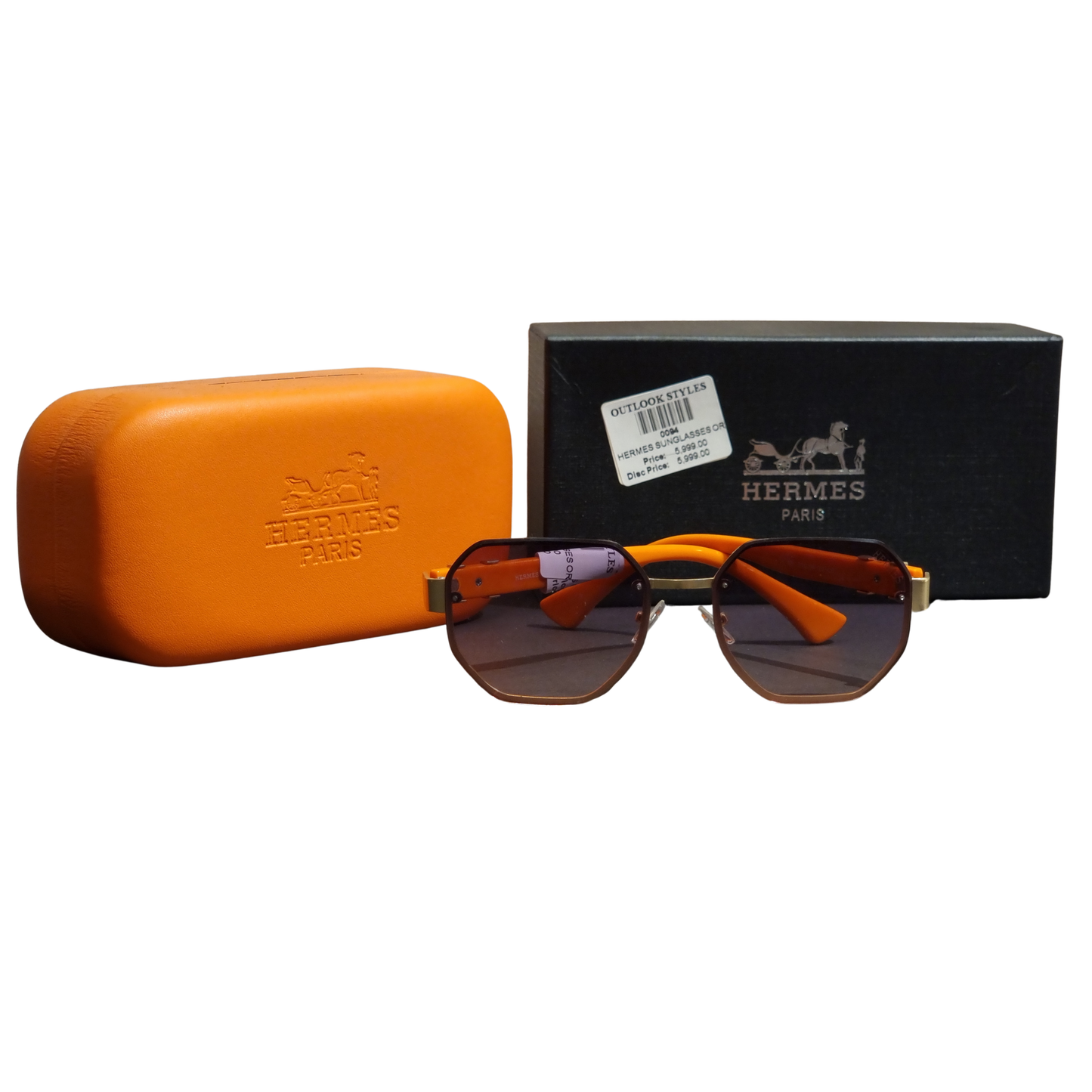 Hermes Mandarina Geometric Frameless Sunglasses