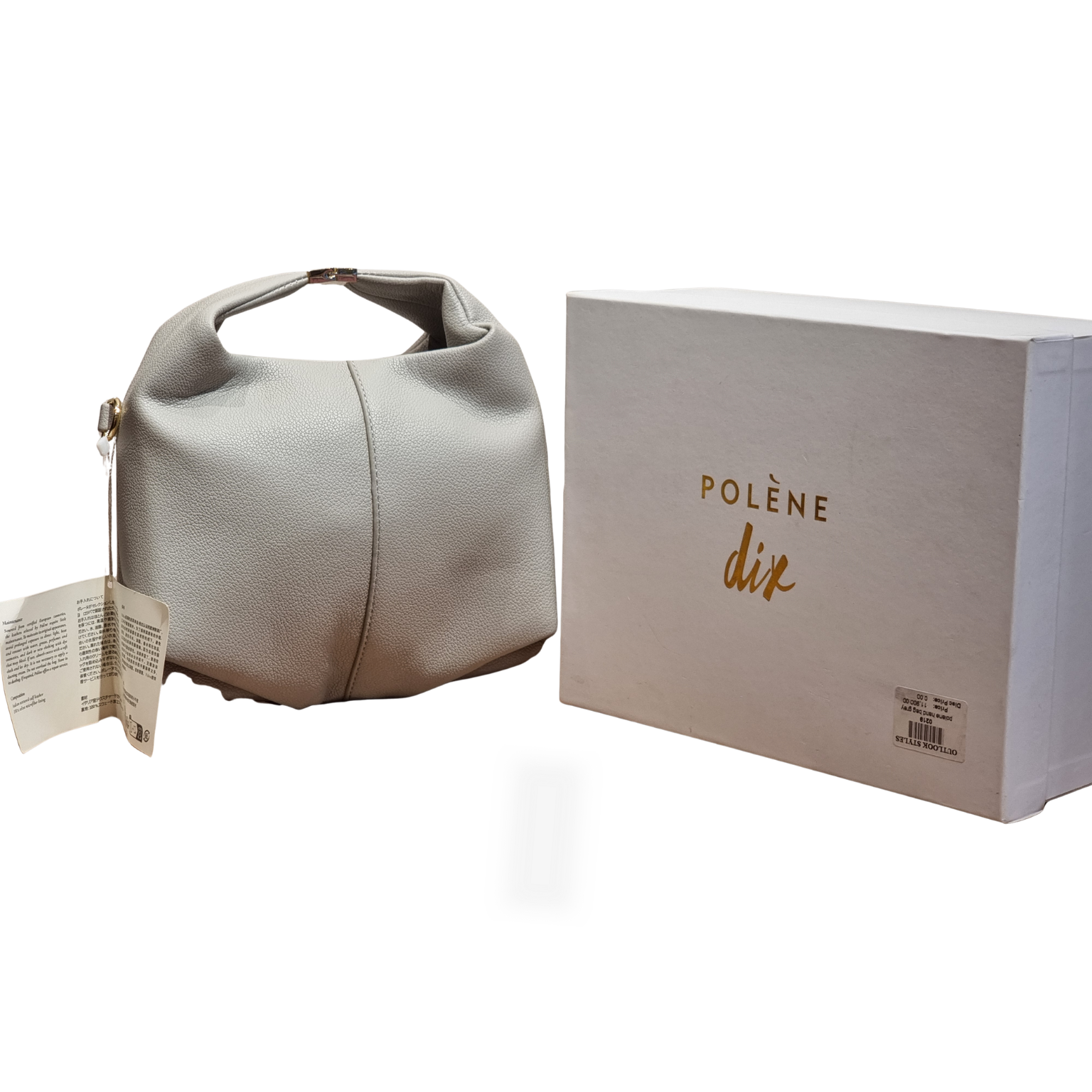 Polène Numéro Dix Grey Grained Leather Crescent Hobo Bag