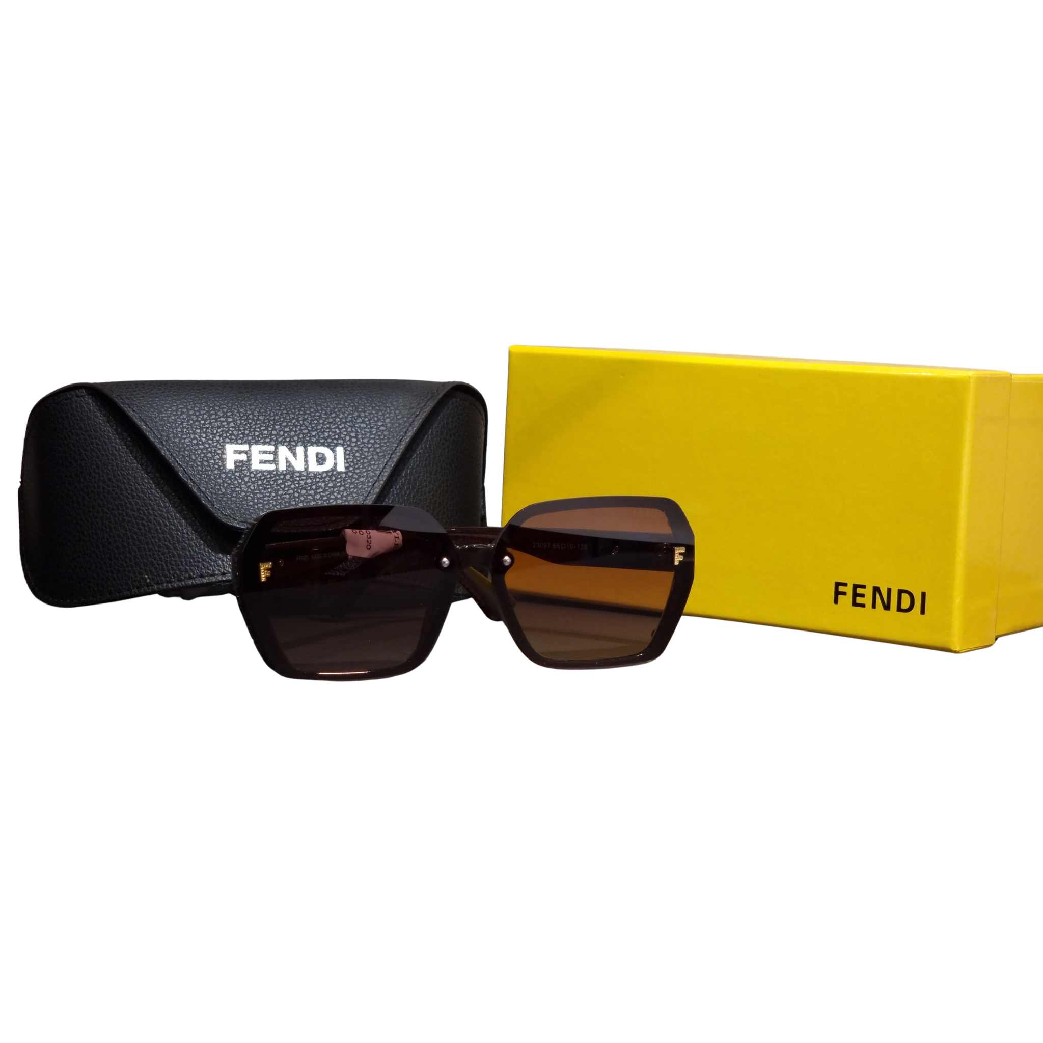 Fendi Amber Tint Oversized Square Sunglasses