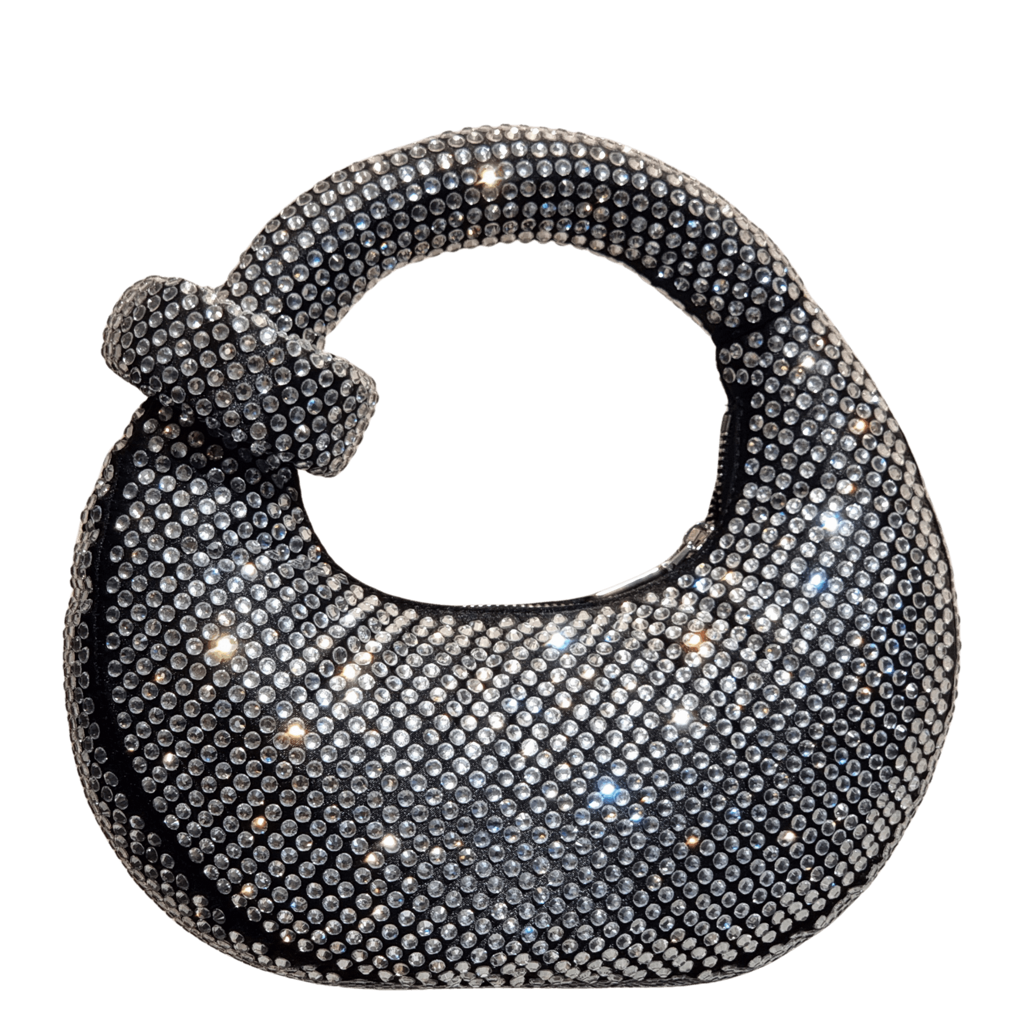 Full Rhinestone Embellished Knotted Crescent Evening Bag