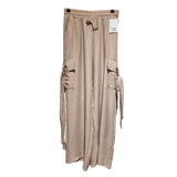 Women’s Textured Wide-Leg Cargo Trousers – Elastic Waist Casual Fashion Pants U(0271)