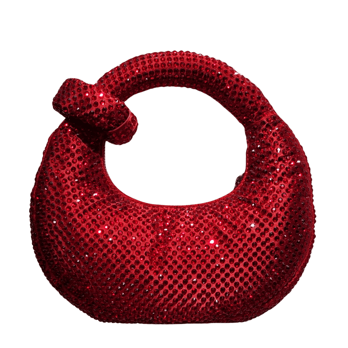 Full Rhinestone Embellished Knotted Crescent Evening Bag