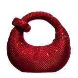 Full Rhinestone Embellished Knotted Crescent Evening Bag