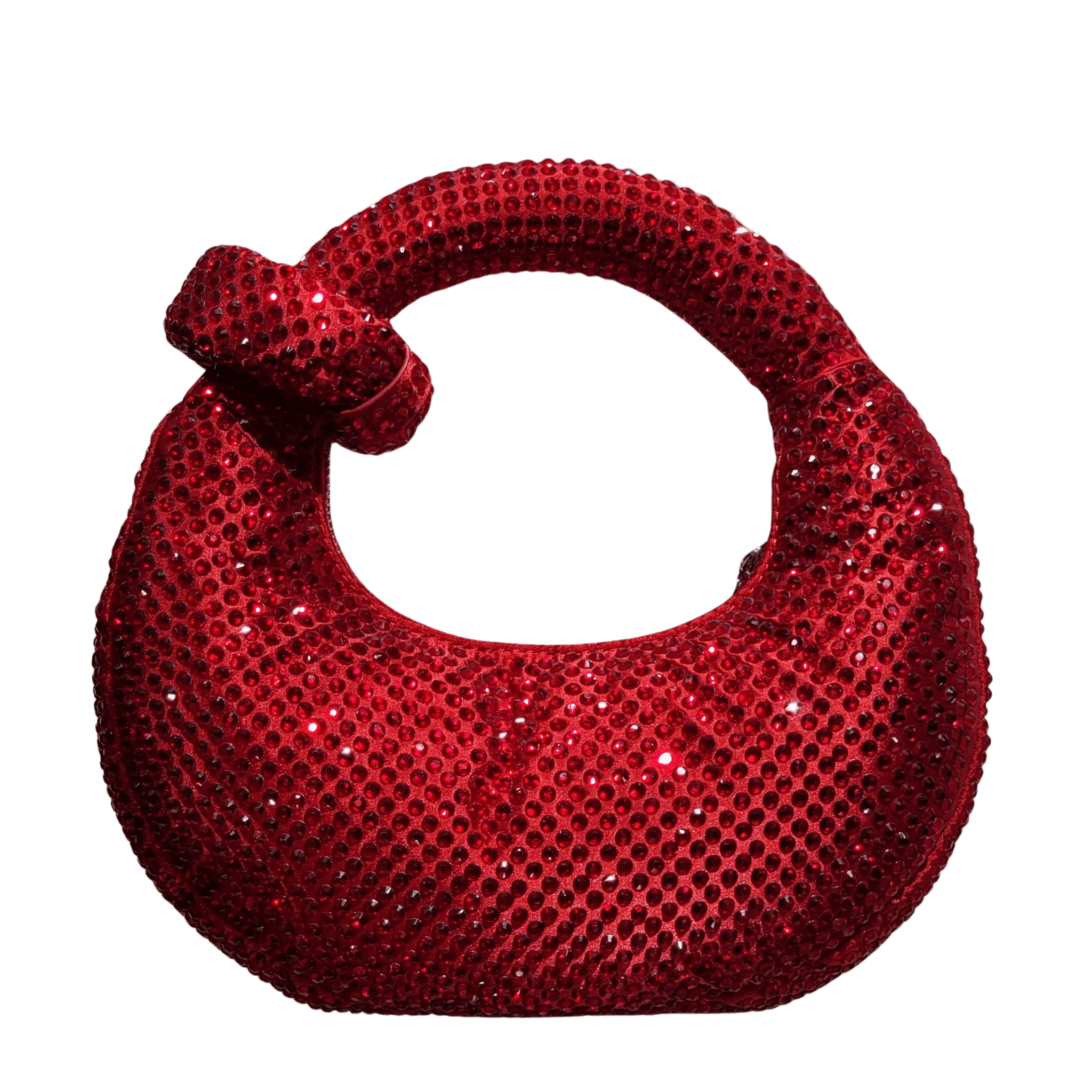 Full Rhinestone Embellished Knotted Crescent Evening Bag