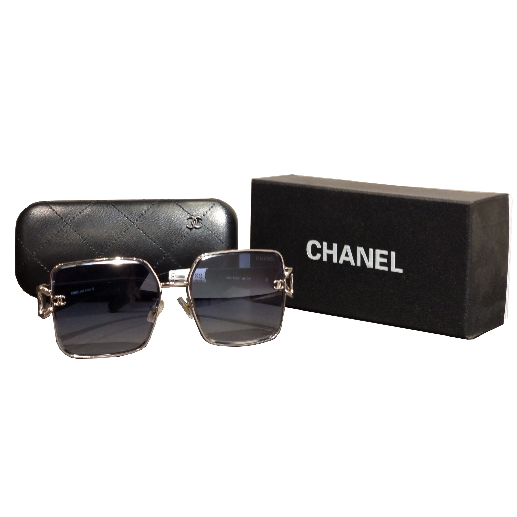 Chanel Polished Silver Square Frame Sunglasses