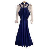 Premium Bow Collar Long Shacket Dress – Adjustable Strap Elegant Midi Dress Set U(0290)