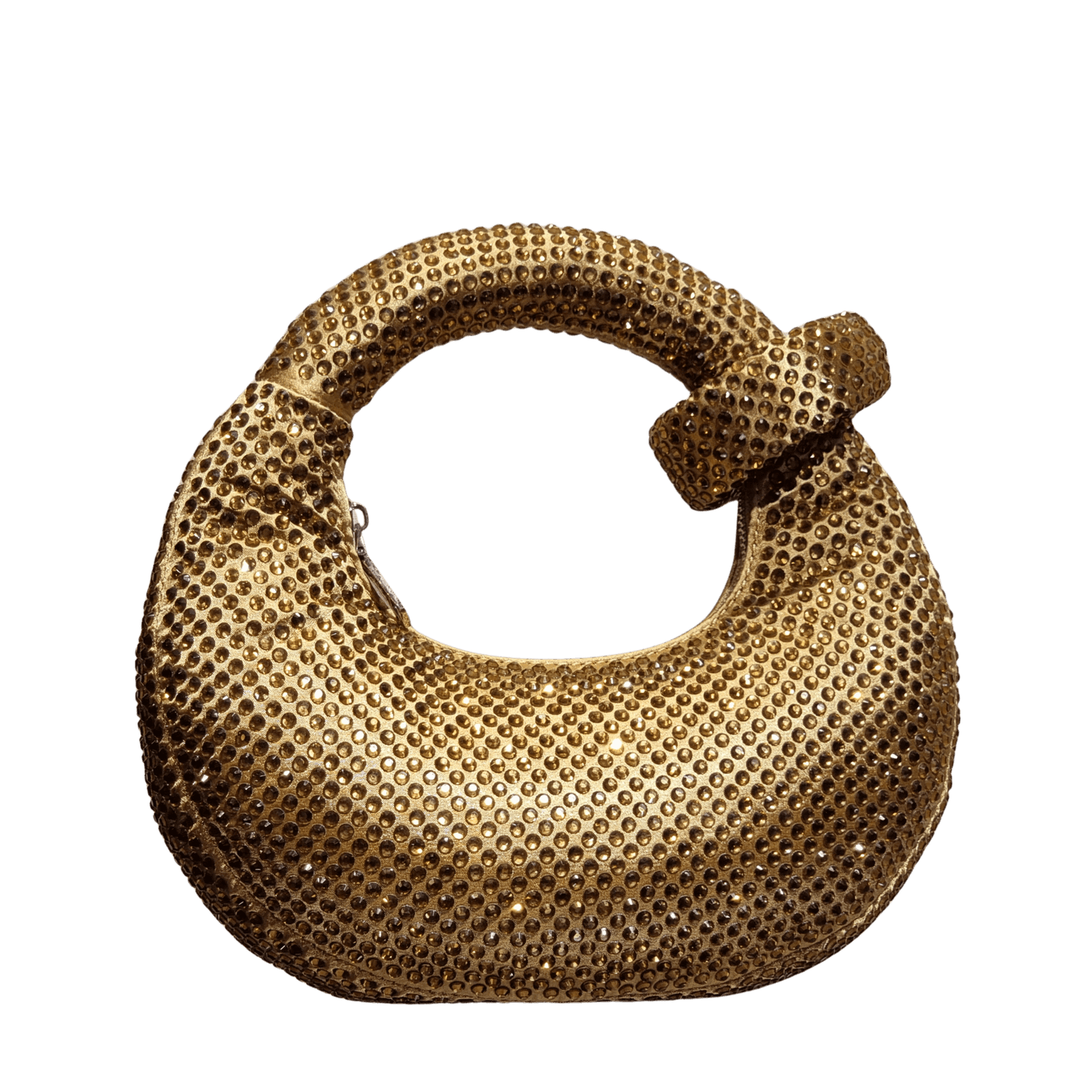 Full Rhinestone Embellished Knotted Crescent Evening Bag