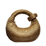 Full Rhinestone Embellished Knotted Crescent Evening Bag
