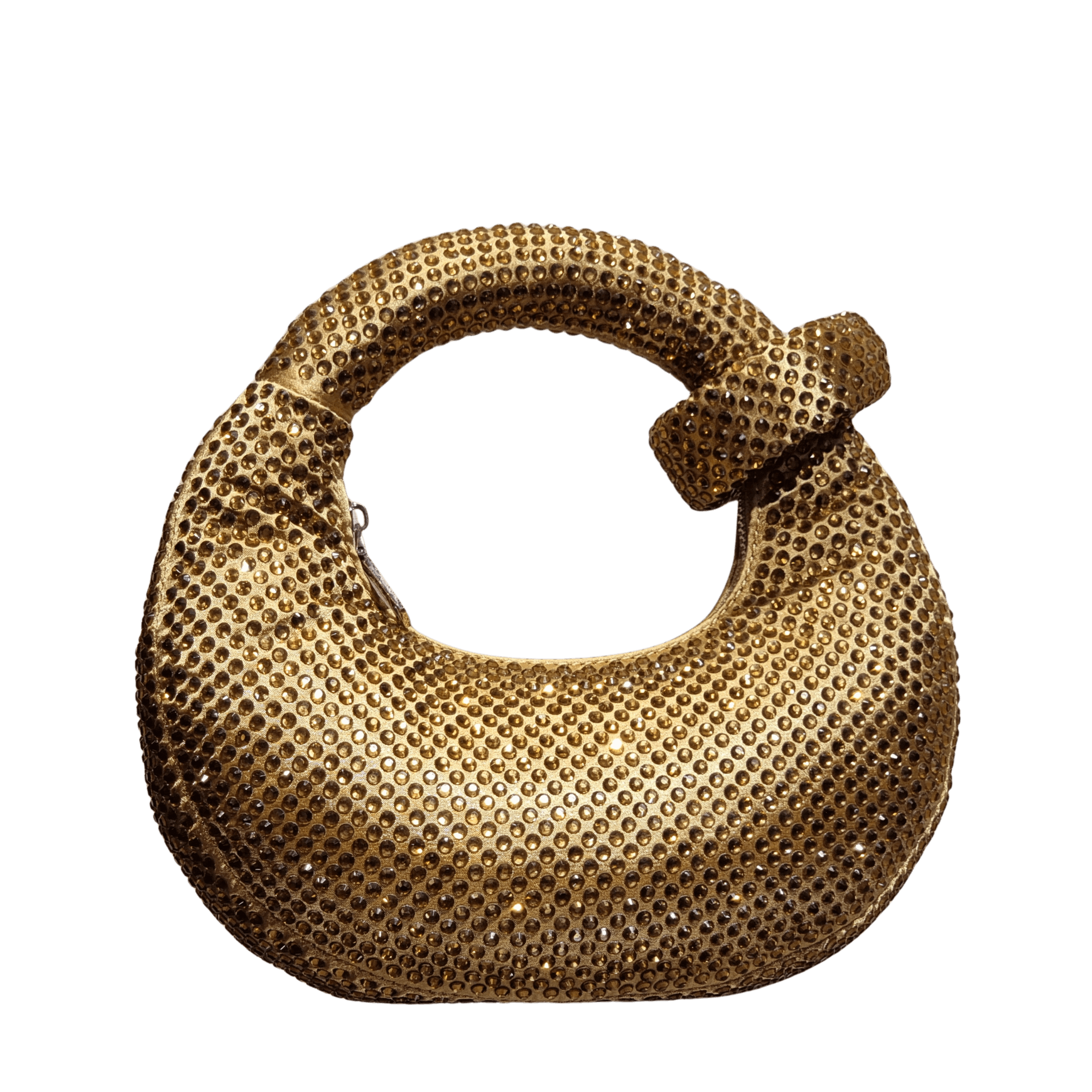 Full Rhinestone Embellished Knotted Crescent Evening Bag