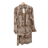 Luxury Beige Paisley Embroidery Cord Set | Women's Designer Shirt & Trouser Set U(0242)