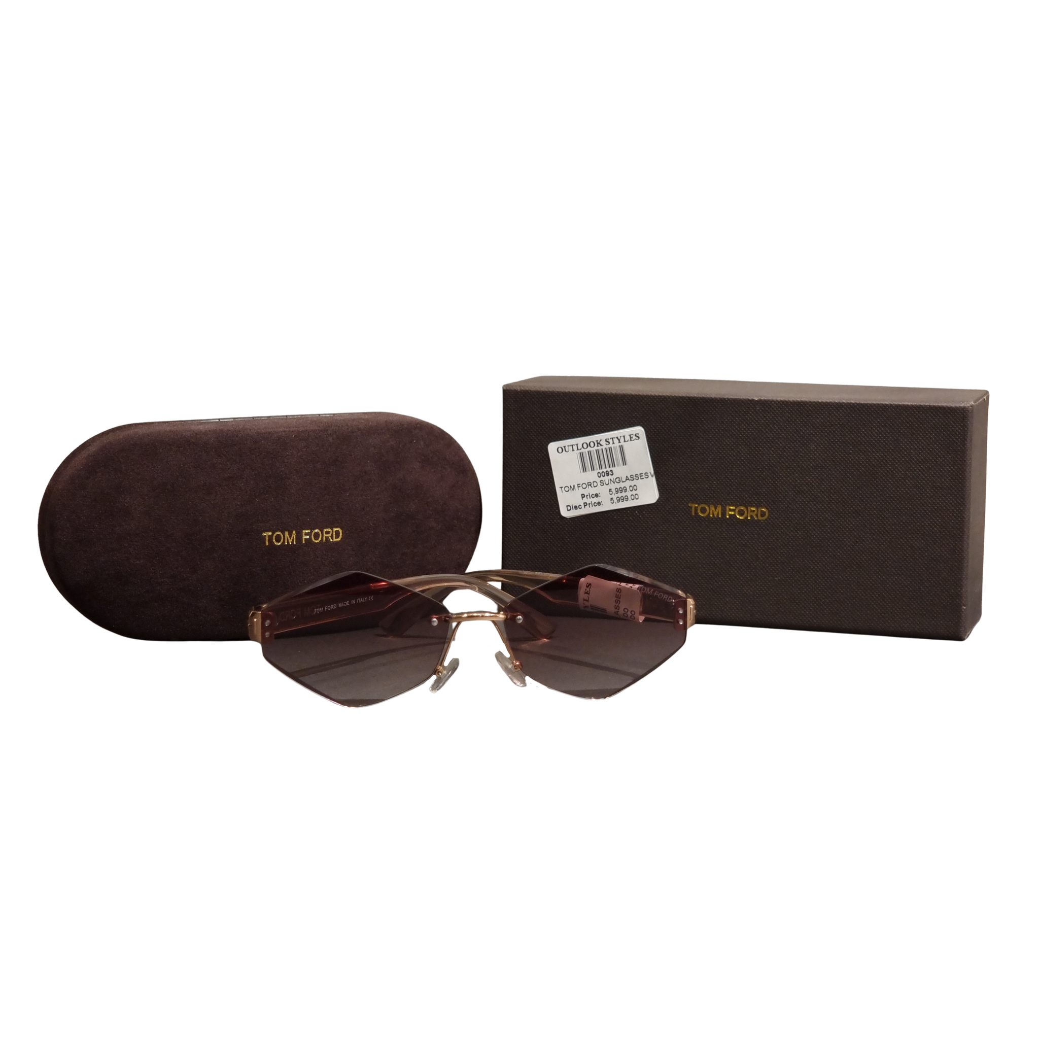 Rose Bronze Rimless Diamond-Cut Sunglasses