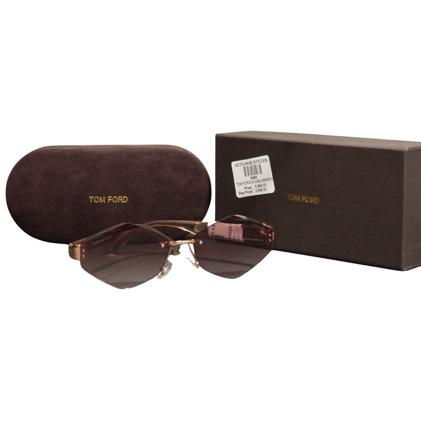 Rose Bronze Rimless Diamond-Cut Sunglasses