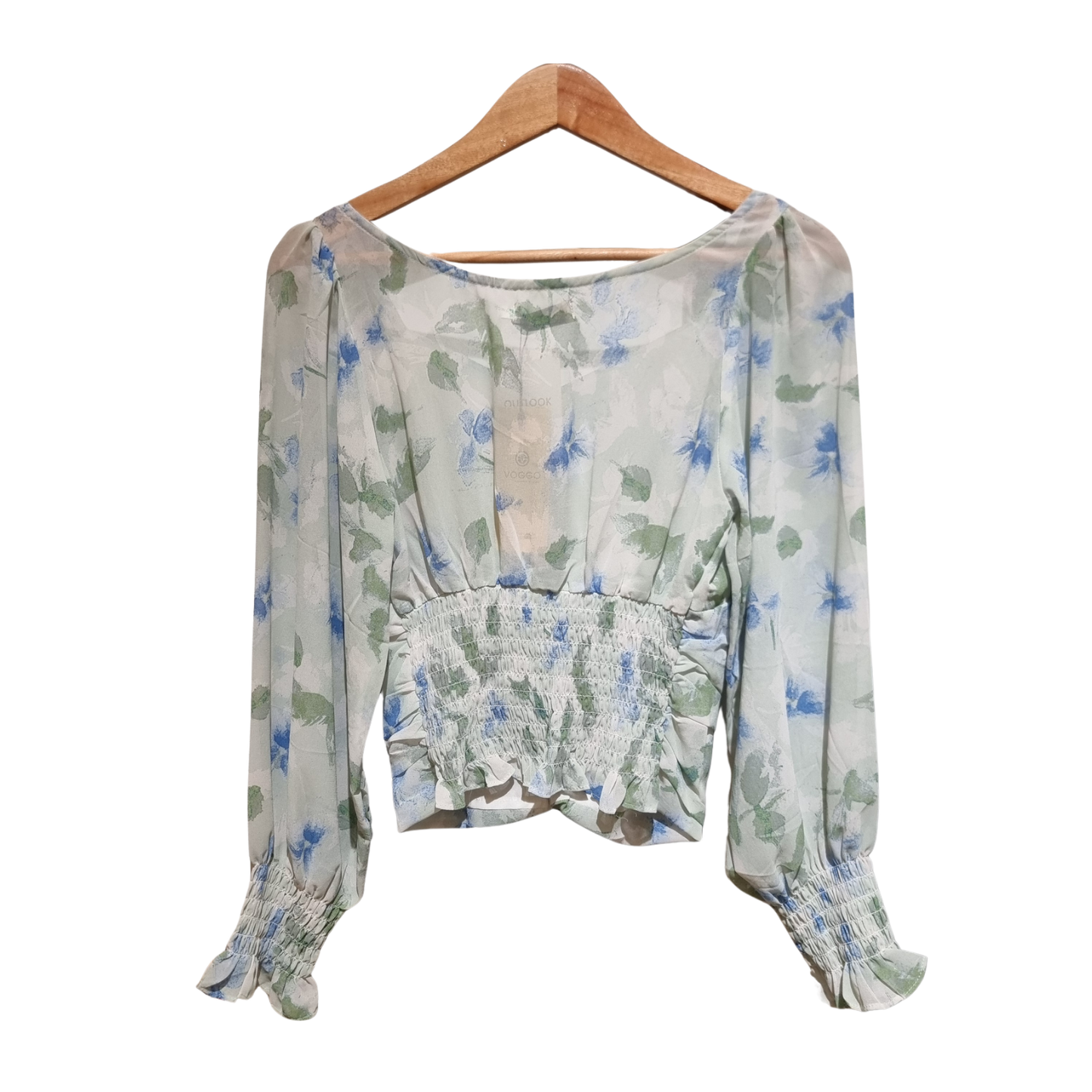 Floral Ruched Chiffon Surplice Top