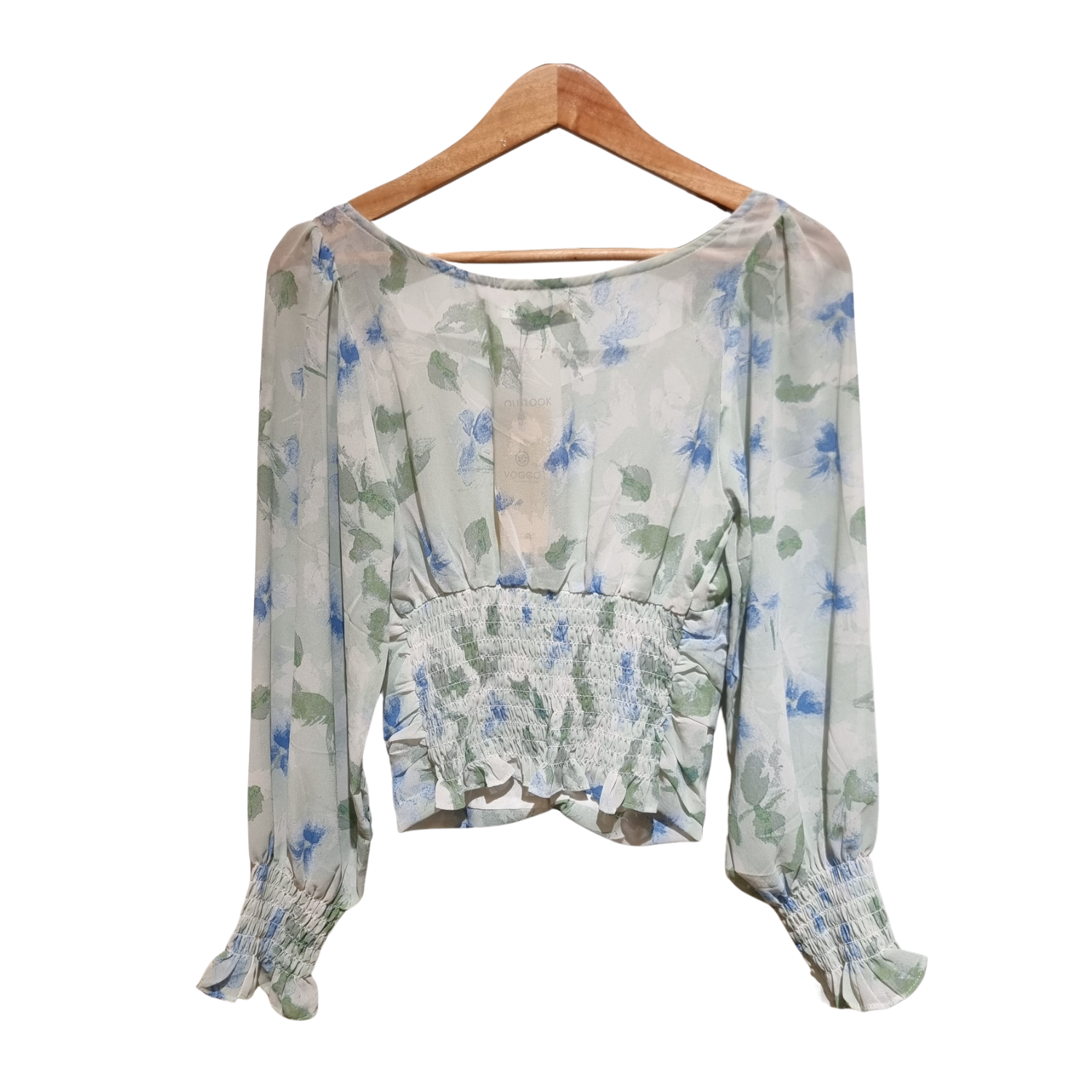 Floral Ruched Chiffon Surplice Top