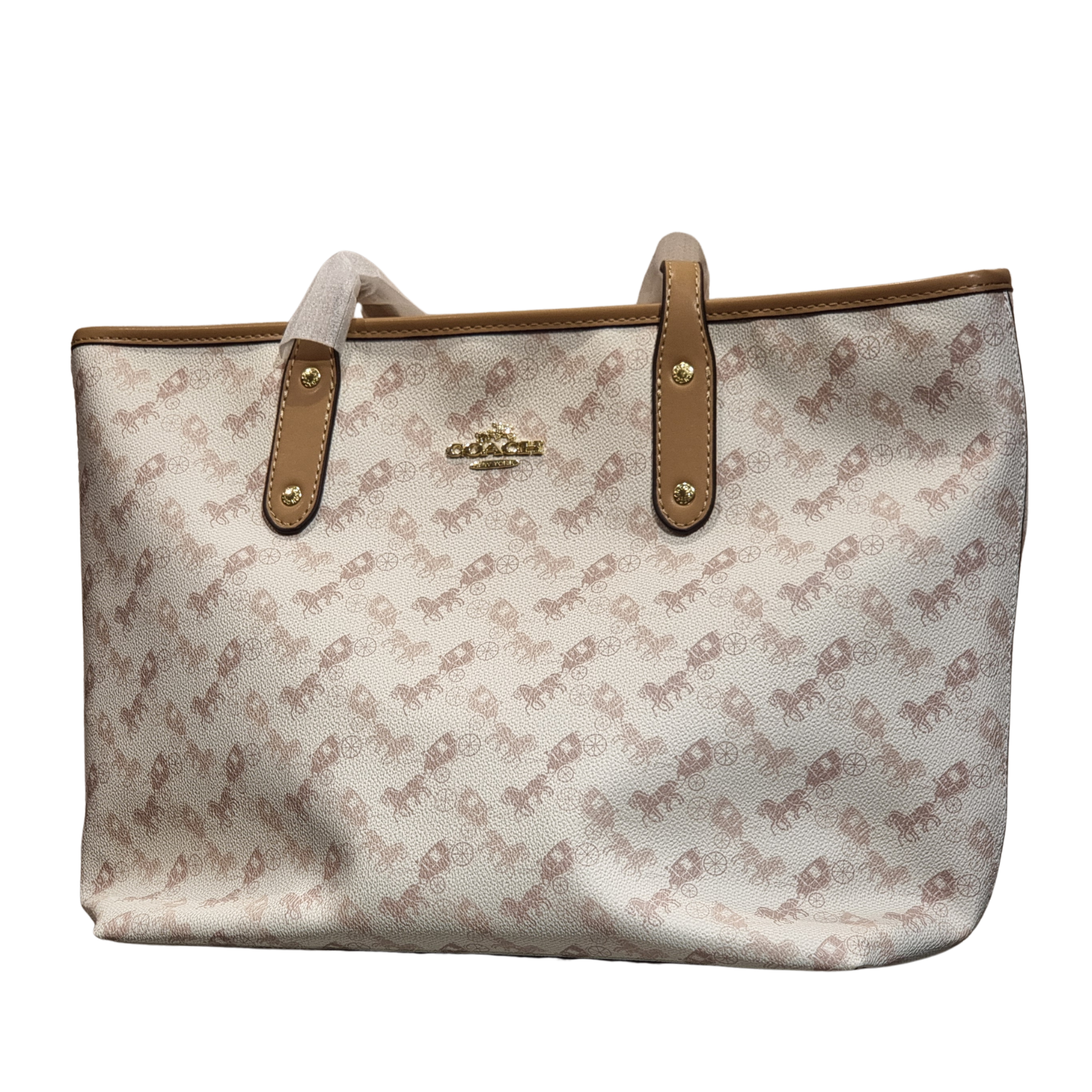 Coach City Tote in Horse and Carriage Print Canvas with Gold Hardware