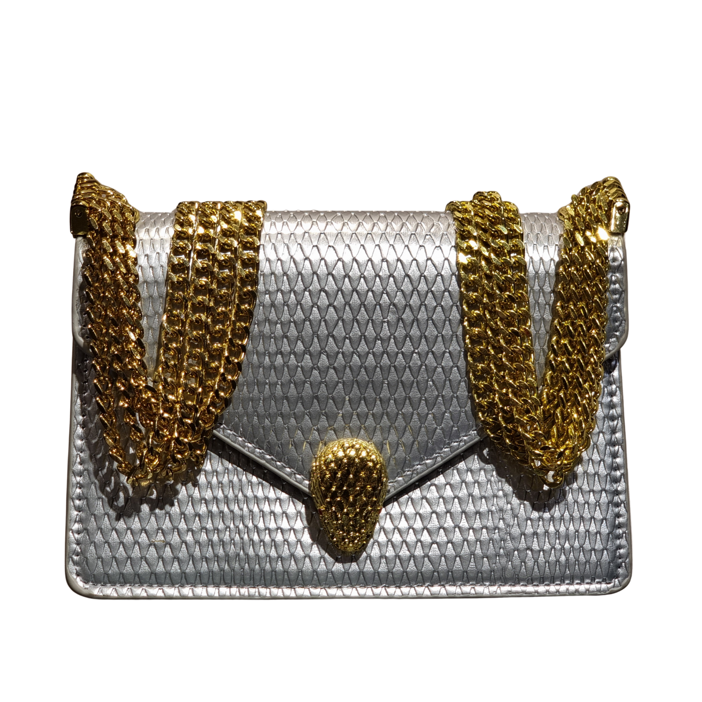 Bvlgari Serpenti Forever Metallic Gold Karung Leather Shoulder Bag