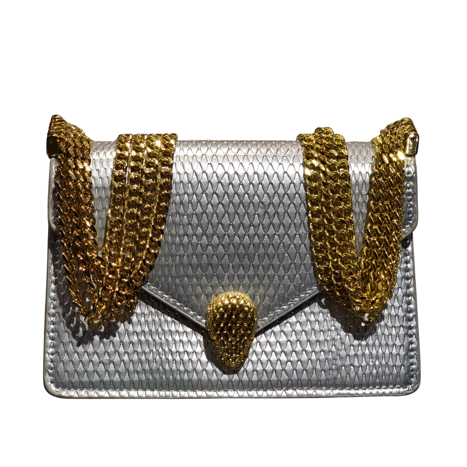 Bvlgari Serpenti Forever Metallic Gold Karung Leather Shoulder Bag