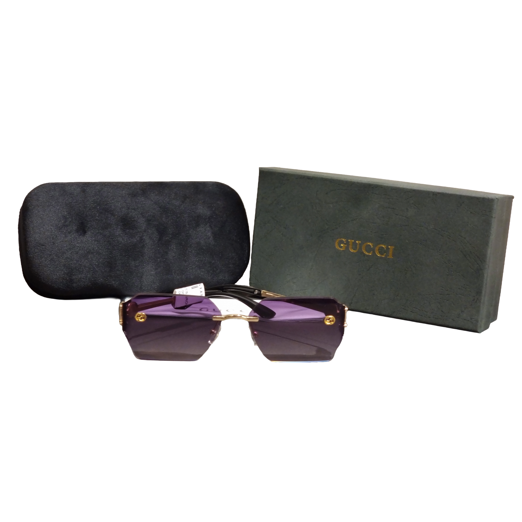 Gucci Plum Gradient Rimless Geometric Sunglasses