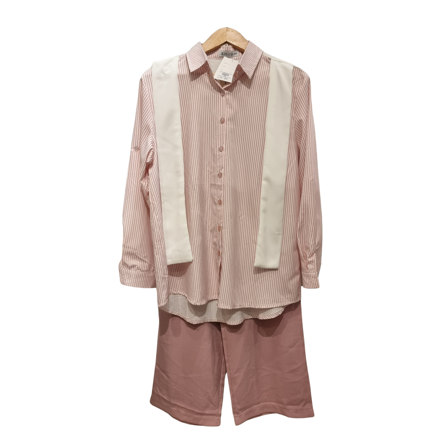 Striped Button-Down & Cargo Wide-Leg Set