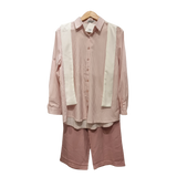 Striped Button-Down & Cargo Wide-Leg Set