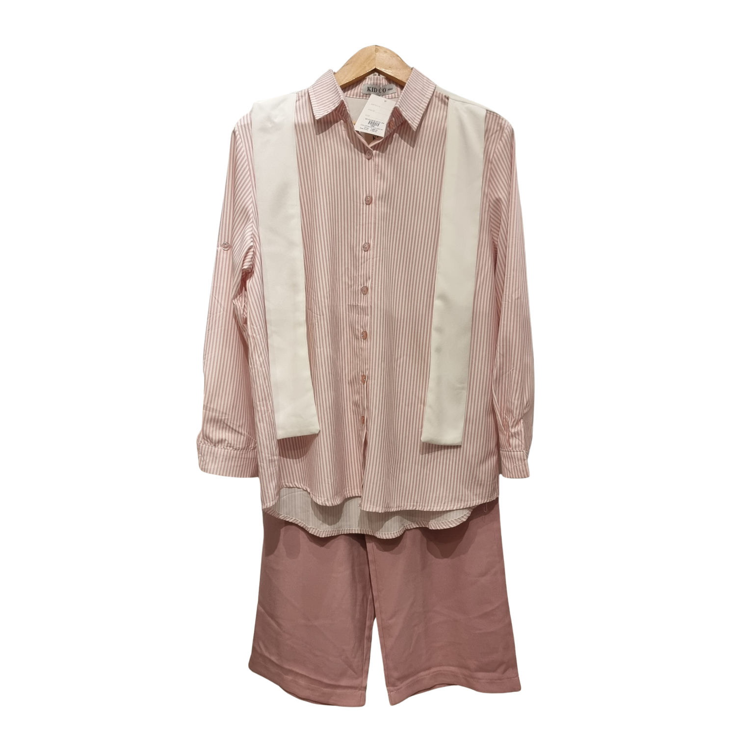 Striped Button-Down & Cargo Wide-Leg Set