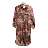 Women's Printed Long Shirt with Wide-Leg Pants – Elegant Floral & Paisley Co-Ord Set U(0310)